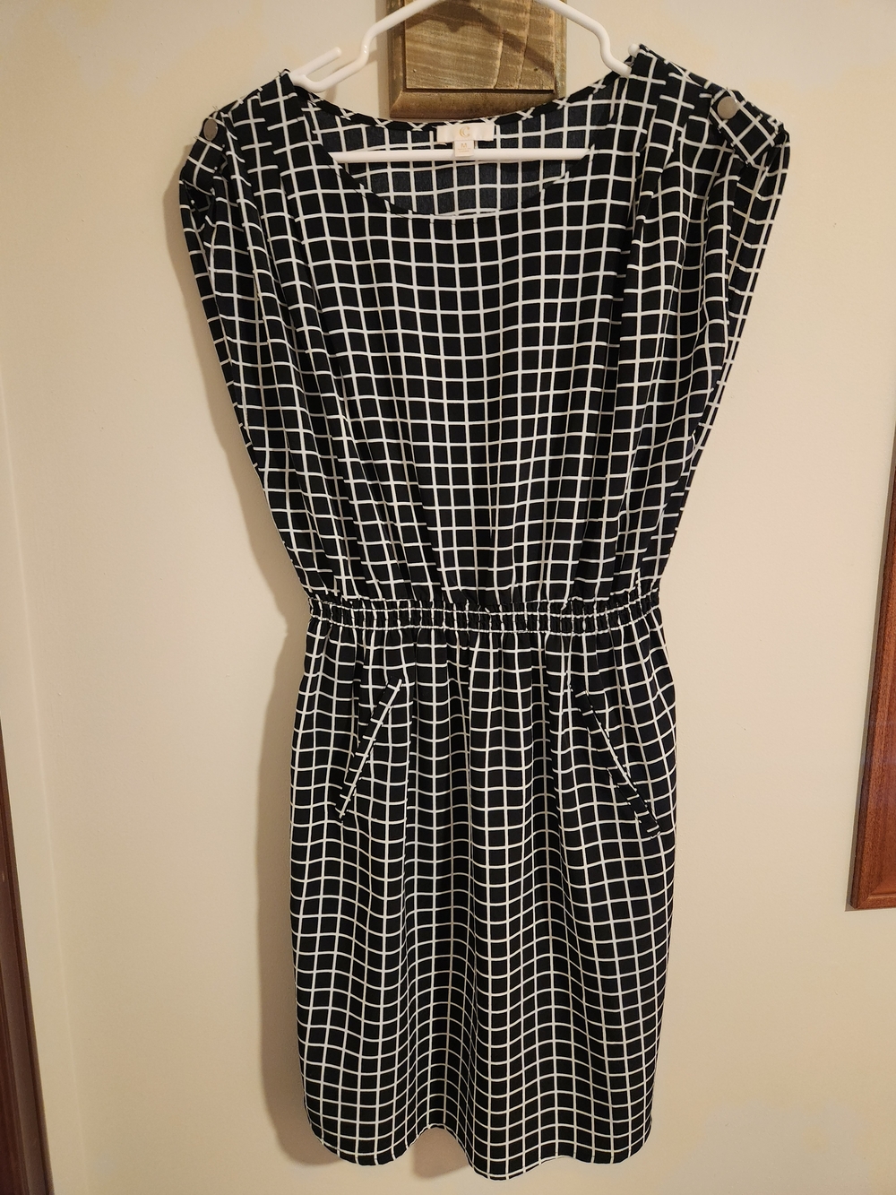Black & White Grid Print Women's Dress